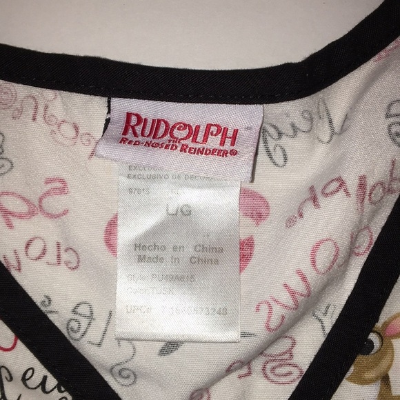 The Rudolph Co. Christmas Scrub Top with Santa and Rudolph - Picture 5 of 7